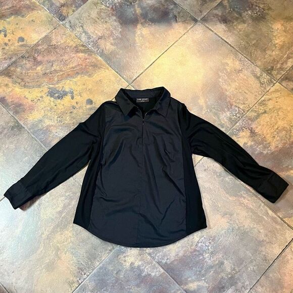 Lane Bryant Full Zip Collared Black Blouse 18 - Picture 4 of 10